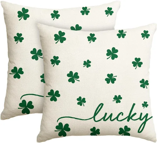 Miniatura 9 de AVOIN colorlife Funda de almohada de trébol de la suerte del día de San Patricio, 18 x 18 pulgadas, funda de cojín verde trébol para decoración