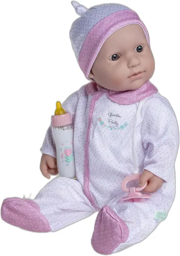 Miniatura 11 de JC Toys La Baby Caucasian - Muñeca bebé pequeña de cuerpo suave de 20 pulgadas Lavable Traje floral rosa extraíble con sombrero, chupete y Rosa