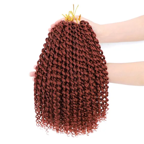 Miniatura 14 de Dansama - 7 paquetes de extensiones de cabello trenzado ondulado Passion Twist, extensiones de cabello de trenzas con ganchillo estilo mariposa, #1B