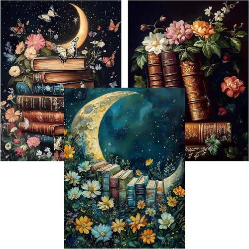 Miniatura 18 de Axquilon Kits de arte de diamantes para adultos, paquete de 3 kits de pintura de diamantes de vaca de las tierras altas para adultos, 5D redondo