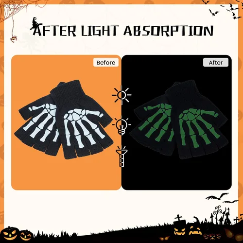 Miniatura 4 de Simplicity guantes unisex completos con diseño de esqueleto que brilla en la oscuridad