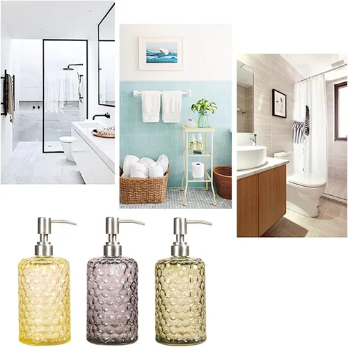 Miniatura 6 de YunNasi Dispensador de jabón líquido de 17 onzas, dispensador de jabón de vidrio y boquilla de acero inoxidable para baño, inodoro o cocina (verde)