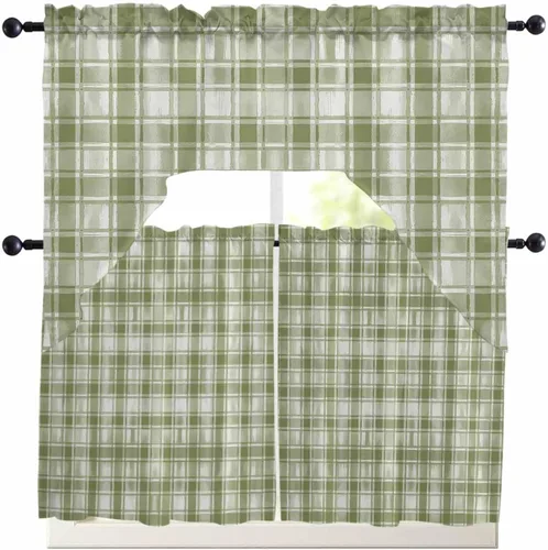 Miniatura 15 de Cortinas de cocina con cenefa roja a cuadros de acuarela, cenefa con bolsillo para barra, paneles de cortina para dormitorio, sala de estar, baño