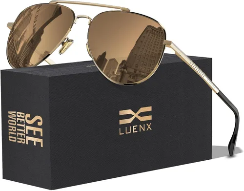Miniatura 39 de LUENX, Aviator - Gafas de sol polarizadas, para hombres y mujeres, protección UV 400, con funda 60MM
