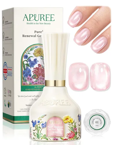 Miniatura 31 de APUREE Esmalte de uñas de gel fortalecedor: ámbar traslúcido Certificado USDA de base biológica Calidad de salón libre de HEMA Esmalte de gel