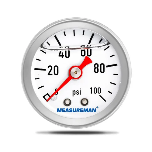 Miniatura 21 de MEASUREMAN - Manómetro, 0 a 15 psi, relleno glicerina, esfera 1.5 pulgadas, caja acero inoxidable 304, montaje central posterior 1/8 NPT, adaptador