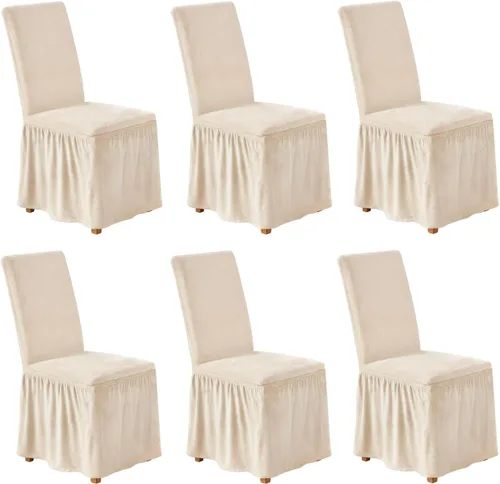 Miniatura 8 de NICEEC Fundas de silla de elastano para sillas de comedor, juego de 6 fundas de sillas de comedor extraíbles con falda, fundas de silla de comedor