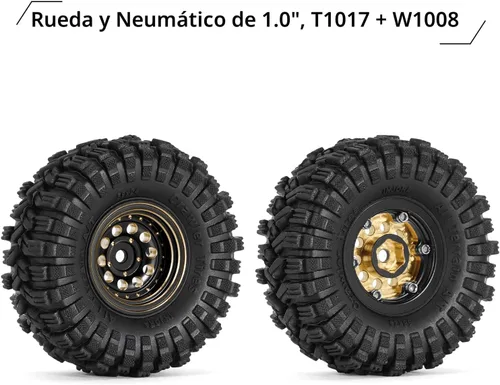 Miniatura 2 de Juego de neumáticos de rueda Beadlock de 1.0 de latón con revestimiento negro INJORA para Axial SCX24 AX24 TRX4M FCX24, actualización 1/24 1/18