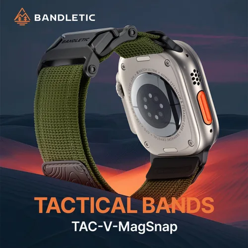 Miniatura 2 de Bandletic Correas delgadas compatibles con Apple Watch Series 11 10 de 1.812 pulgadas para hombre, correa táctica resistente con hebilla magnética