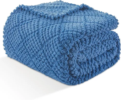 Miniatura 22 de EMME Manta de vellón, manta jacquard 3D para sofá y cama, manta suave, acogedora y esponjosa, ligera, de franela de lujo con diseño de cuadrícula