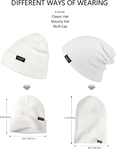 Miniatura 6 de Gorro de punto de invierno con puños para mujer gorro de reloj suave tejido clásico elástico cálido para hombre