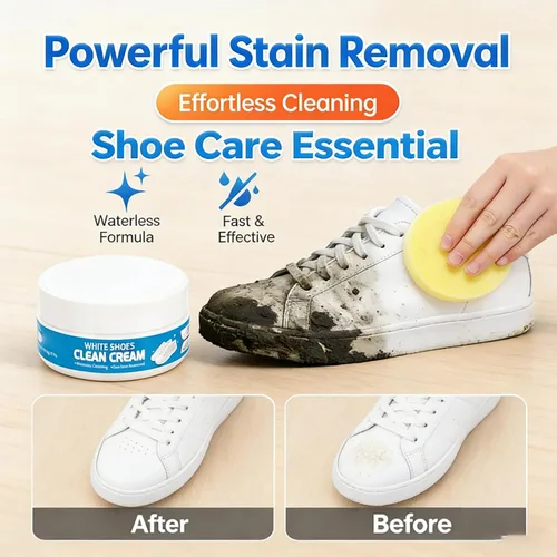 Miniatura 4 de Crema limpiadora de zapatos blanca, multiusos, sólida, sin lavado, viene con esponja limpiadora de crema blanca