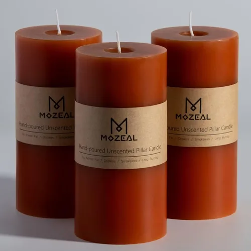 Miniatura 24 de MOZEAL Velas grandes sin perfume vertidas a mano de 3 x 8 pulgadas, sin humo, juego de 2, combustión lenta, sin goteo, aproximadamente 150 horas