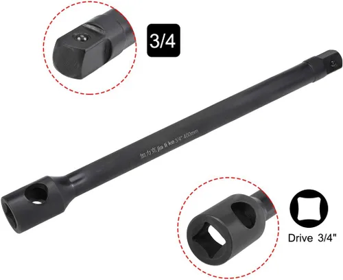 Miniatura 3 de uxcell Barra de extensión de impacto de 3/4 pulgadas por 16 pulgadas para llave de trinquete, acero Cr-Mo