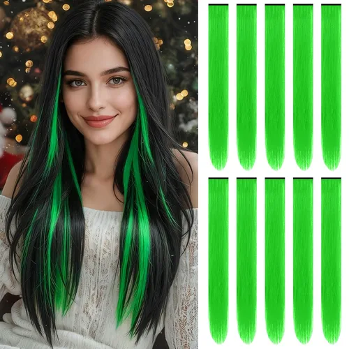 Miniatura 13 de Extensiones de cabello sintético de 22 pulgadas, extensiones de cabello sintético largo y lacio con clip, extensiones de cabello sintético para Negro