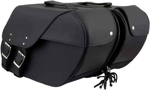 Miniatura 12 de Milwaukee Leather SH66901ZB - Alforjas medianas de PVC negro con 2 correas, colocación por encima, con ribetes reflectantes - Talla única