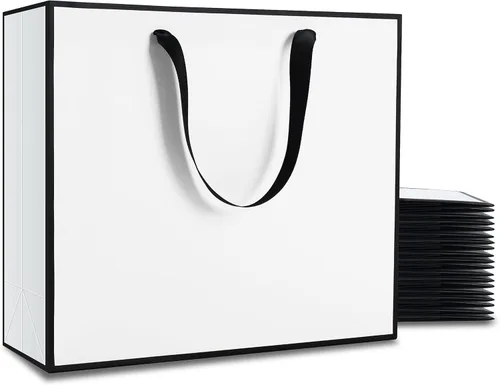 Miniatura 21 de Bolsas de regalo de tamaño mediano, venta al por menor, mercancía Blanco Negro