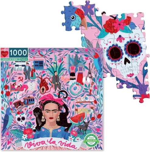 Miniatura 10 de eeBoo: Piece and Love Viva la Vida Frida Kahlo - Rompecabezas cuadrado de 1000 piezas para adultos, rompecabezas para adultos y familias, piezas