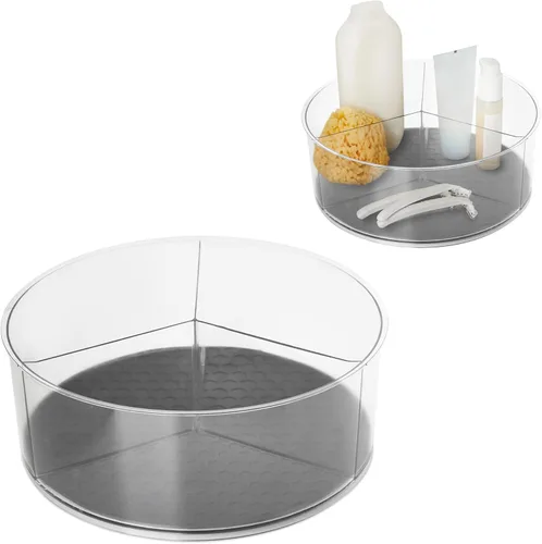 Spectrum Organizador giratorio dividido de 11 pulgadas, gris carbón, organizador de almacenamiento Lazy Susan, 3 divisores giratorios Lazy Susan