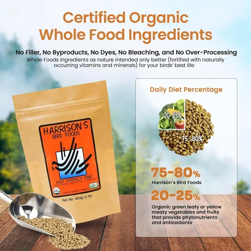 Miniatura 6 de Harrison's Bird Foods Fórmula fina de alta potencia, orgánica certificada, sin OMG para aves pequeñas a medianas, pellets de grado humano para muda