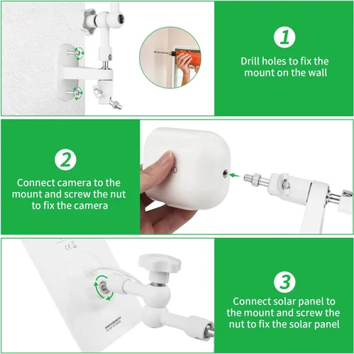 Miniatura 5 de Soporte de pared 2 en 1 para panel solar Arlo y cámara de seguridad Arlo Pro/Pro 2/Pro 3/Pro 4/Ultra, ángulo ajustable para obtener la máxima luz