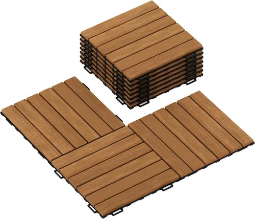 Miniatura 5 de Furinno FG181034 Tioman - Azulejos de madera para pavimento, natural (paquete de 10)