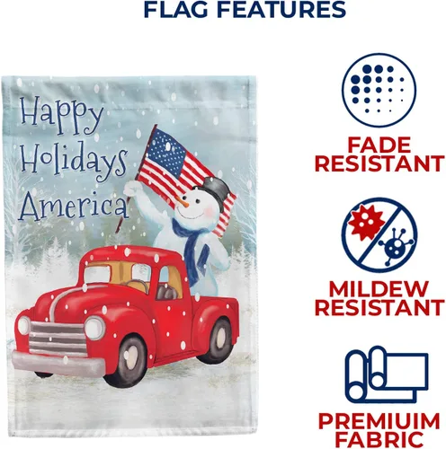 Miniatura 4 de America Forever Flags Bandera de jardín de doble cara – Happy Holidays America – 12.5 x 18 pulgadas, muñeco de nieve patriótico, decoración navideña