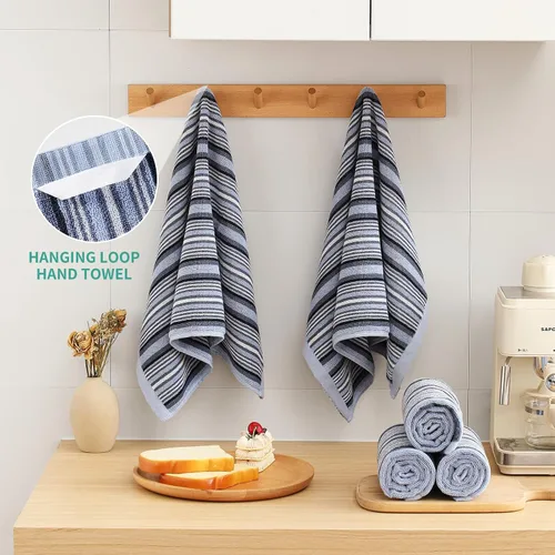 Miniatura 4 de SALAS Toallas de cocina de algodón de alta calidad para secar platos, toallas de mano grandes y largas, gruesas y altamente absorbentes