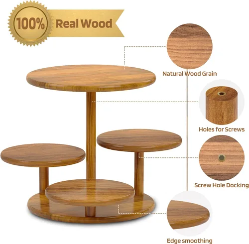 Miniatura 2 de HURZMORO Soporte de Torre de Cupcakes Redondo de 4 Niveles para 50 Cupcakes, Soporte de Pastel de Madera con Decoración de Bandeja Escalonada