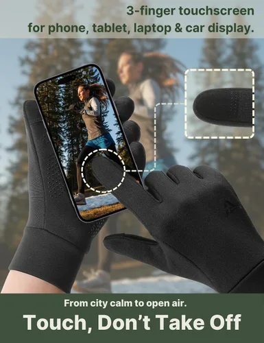 Miniatura 3 de Guantes ligeros de invierno para correr, guantes de pantalla táctil, forros para ciclismo, ciclismo, para hombres y mujeres