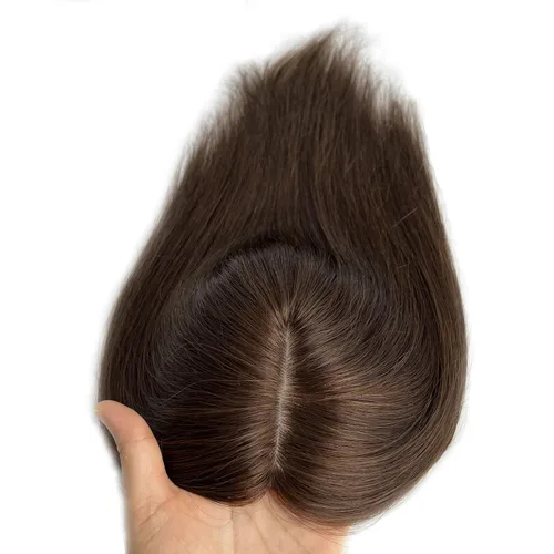 Miniatura 4 de MorningWigs Cubrecabello humano real para mujer, piezas de cabello de 4.7 x 5.1 in, base de seda completa con 3-4 clips para adelgazar el cabello