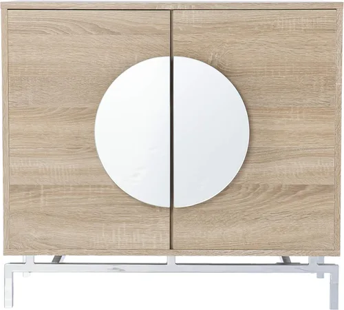 Miniatura 4 de SEI Furniture - Armario de bar Northdom con almacenamiento de vino - Diseño de transición, hierro natural y madera - Ideal para sala de estar, bar