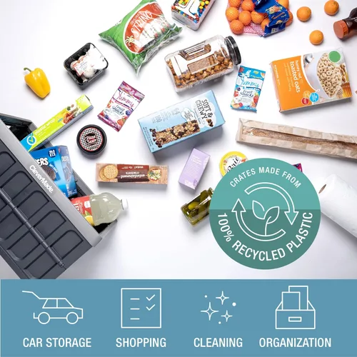 Miniatura 6 de CleverMade Contenedores de almacenamiento plegables con tapas - Ocean paquete de 3, 62L - Contenedores de plástico apilables, cajas de organización