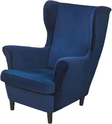 Miniatura 15 de OBCREAT Fundas para silla Wingback, 2 piezas de terciopelo elástico con respaldo de ala, fundas de sofá para silla de ala suave con parte inferior
