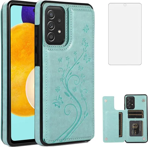 Miniatura 13 de Funda de teléfono para Samsung Galaxy A52 5G/4G con protector de pantalla de vidrio templado y tarjetero con soporte para tarjetero, accesorios