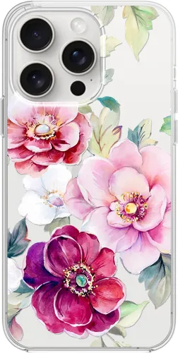 Miniatura 32 de Blingy's Funda para iPhone 15 Pro, lindo estilo de gato con patrón de flor de cerezo divertido diseño de animales de dibujos animados, funda Gato