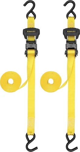 Miniatura 15 de STANLEY S10002-12 Correas de trinquete negras/amarillas de 1" X 12' - Carga de trabajo segura de 500 LBS / Fuerza de rotura de 1,500 LBS, paquete