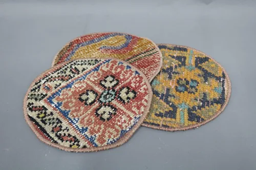 Miniatura 3 de Accesorio de comedor, Rug Supla, Kilim Supla, mantel individual beige, alfombra Supla de 10 x 10 pulgadas, mantel individual étnico, placa inferior