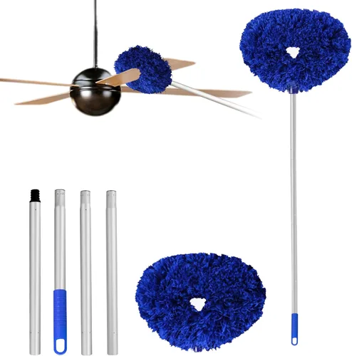 Miniatura 15 de Limpiador de ventilador de techo reutilizable de microfibra para ventilador de techo, limpiador extraíble con poste de extensión que se ajusta de 13