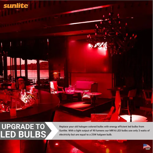 Miniatura 4 de Sunlite Foco reflector LED MR16 41047, 90 lúmenes, 3 vatios (ecualizador de bombilla halógena de 25 W) 12 V, base bi-pin GU5.3, no regulable, Rojo