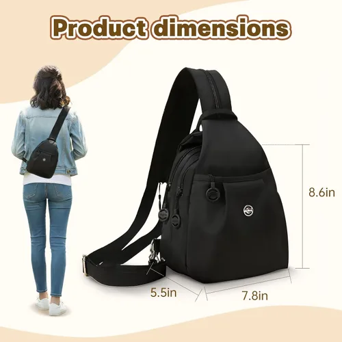 Miniatura 4 de Mini bolsa impermeable de 2 vías, mochila pequeña Oxford con múltiples compartimentos, para mujeres, universitarios, viajeros, viajes con antirrobo