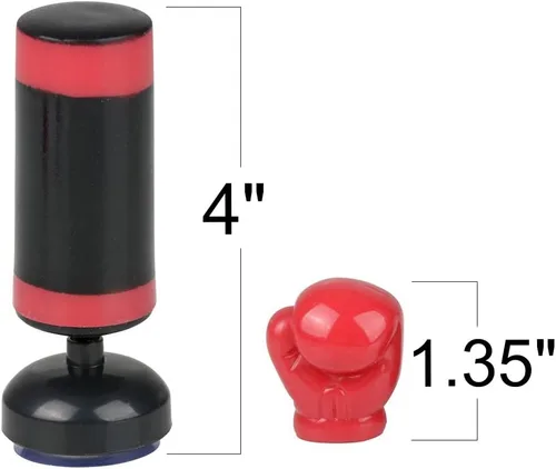 Miniatura 3 de ArtCreativity Juego clásico de saco de boxeo de escritorio para niños y adultos, 2 mini guantes de boxeo, 3 piezas, rojo