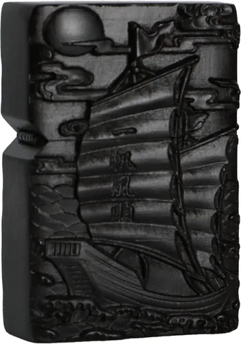 Miniatura 13 de Caja de carcasa de madera de ébano negro natural tallada para módulo Zippo (Serpiente Cobra)