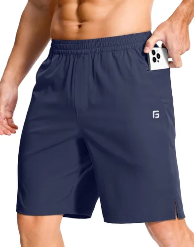 Miniatura 80 de GGJ Pantalones cortos deportivos ligeros para hombre con 2 bolsillos con cremallera de 7/5/9 pulgadas, pantalones cortos de tenis de secado rápido