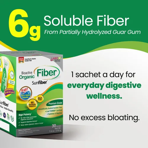 Miniatura 3 de LABO Nutrition Fibra Orgánica Bioactiva – Sunfiber PHGG Fibra Prebiótica Soluble para la Regularidad Digestiva y Salud Intestinal – Goma de Guar