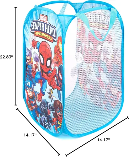 Miniatura 6 de Jay Franco Marvel Super Hero Adventures Cesta Emergente - Cesta/Bolsa de Lavandería de Malla con Asas Duraderas - Presenta a Spiderman, Iron Man