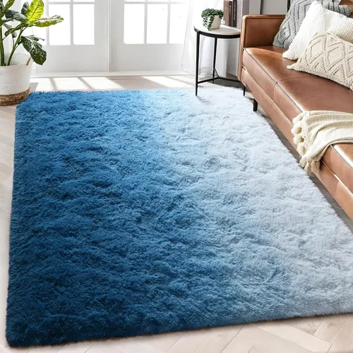 Miniatura 26 de Alfombra de área púrpura y azul de 6x9, alfombras grandes para sala de estar y dormitorio, alfombra mullida y linda, alfombras modernas