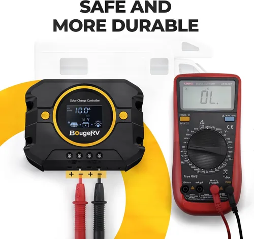 Miniatura 5 de BougeRV Li 10A PWM Controlador de carga solar 12V 24V, regulador de panel solar con pantalla retroiluminada, puerto USB, parámetro ajustable