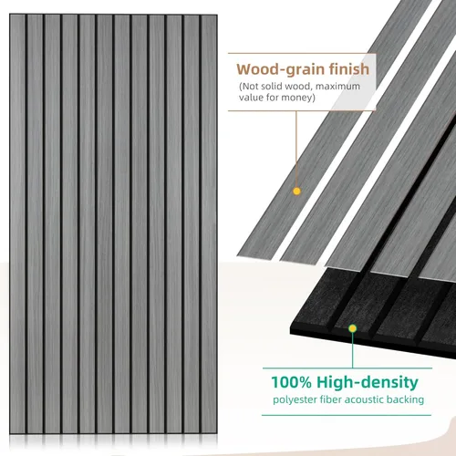 Miniatura 3 de Paneles de sonido de chapa de madera, paquete de 10 paneles de pared de 47.2 x 23.6 pulgadas, paneles acústicos decorativos para paredes