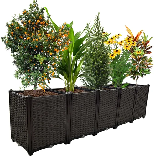 Miniatura 12 de Jardineras elevadas para plantas al aire libre con patas, jardineras rectangulares elevadas, jardín, patio, balcón, terraza para plantar flores